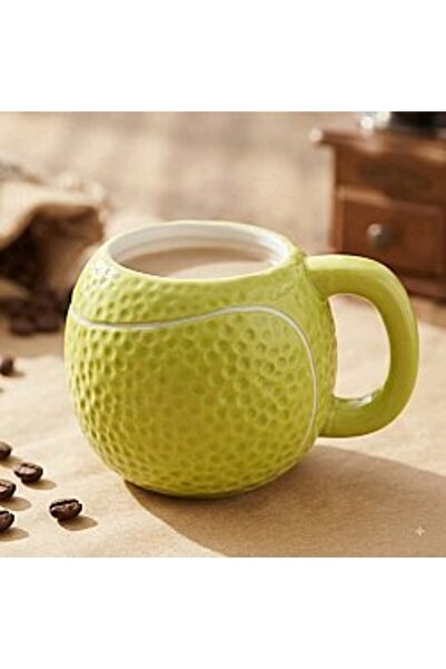 PALTO TASARIM Tenis Topu Tasarımlı 3D Kupa - Eğlenceli Dekoratif Kahve ve Çay...