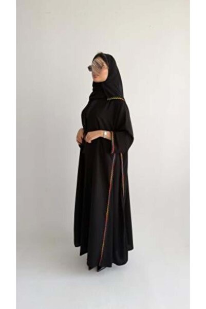 dar laha abaya عباية D 6042 - من قماش الكريب الملكي، بجوانب مكسرة (بليسيه) وح...