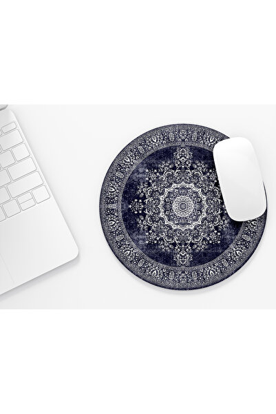 riyaz Halı Desenli No:8 Yuvarlak Mousepad, Mouse Pad, Çap: 19,50 cm