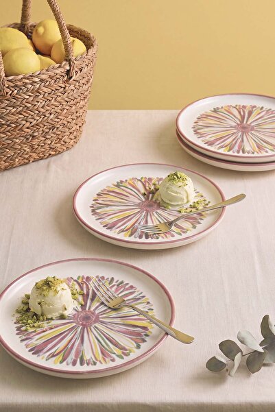 Rivaİstanbul Serene Flower Nordic 4-Piece Cake & Presentation Plate 22 cm
