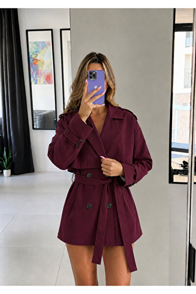 Ekim Store Cape-Style Buttoned Double-Breasted Trench Coat