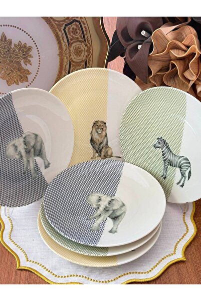 MD MİMOZA DEKOR Savanda 6-Piece 20 cm Porcelain Cake Plate
