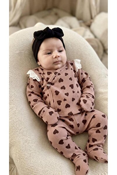 Sinem Çeyiz Vvd 52865 Brown Leopard 5-Piece Newborn Bodysuit Set