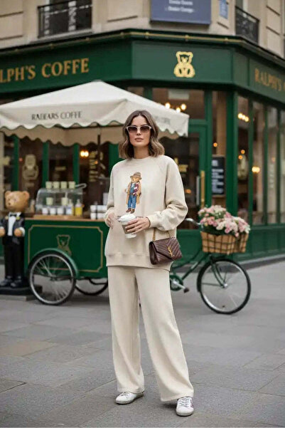 Aselim Hijap Moda The Bear Sea Comfort Set Takım Krem Vanilya Krem