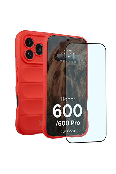 BizonMobile 2-in-1 Case & Tempered Glass for Honor 600/600 Pro 5G, Red
