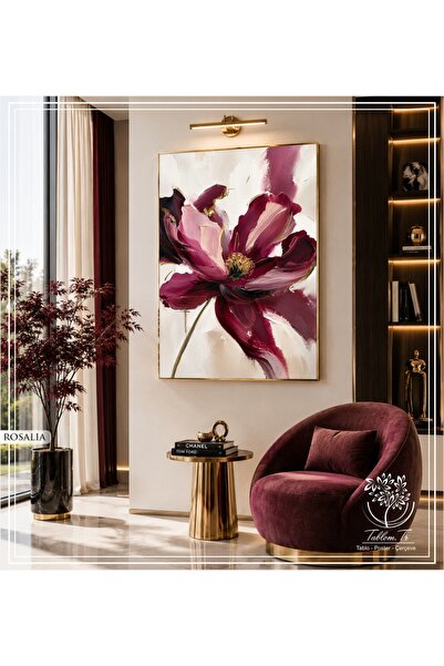 Tablomtr Rosalıa- Dijital Baskılı Gold Metal Çerçeveli Gerçek Camlı Tekli Dek...