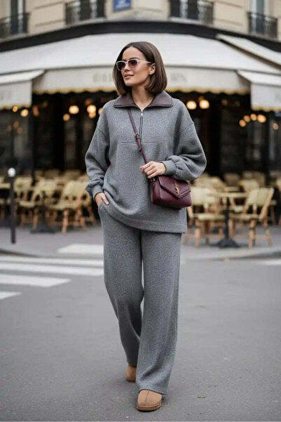 Aselim Hijap Moda Oslo Comfort Set – Selanik Kumaş İkili Takım Gri
