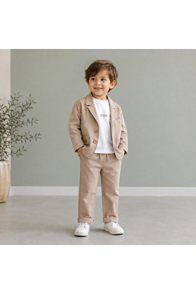 Hippıl Baby Erkek Bebek&Çocuk Pamuklu Ceket Pantolon Uzun Kol T-Shirt 3 lü Ta...