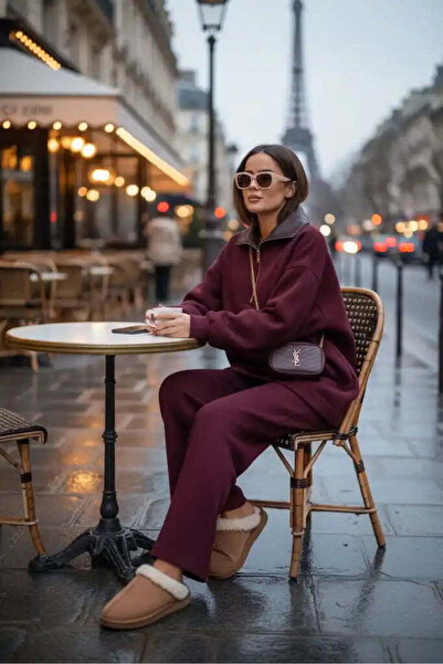 Aselim Hijap Moda Oslo Comfort Set – Selanik Kumaş İkili Takım Bordo