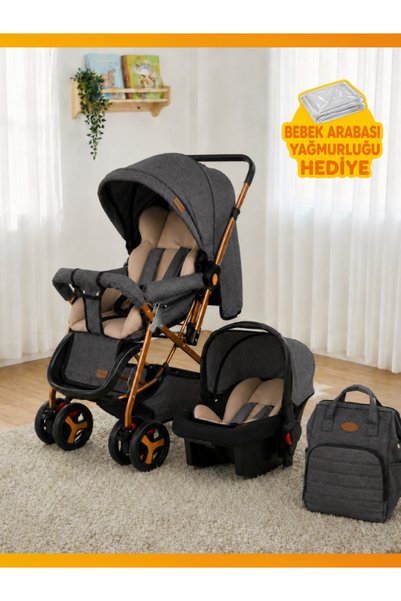 modabebekler Çift Yönlü Travel Sistem Bebek Arabası, Ana Kucağı ve Bakım Çant...