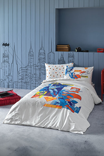 Puffy Superman Together 100% Cotton Single Duvet Cover Set - White