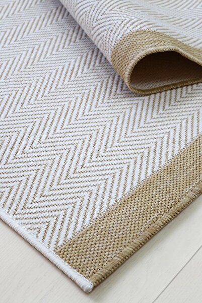 SoftNest Bej-Balıksırtı Sisal Halı Kaydırmaz Taban Yumuşak Modern Antre Leke ...
