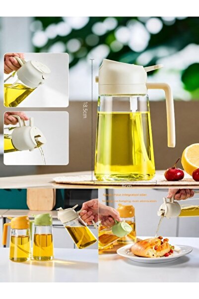 deryora Cam Çift Fonksiyonlu Yağdanlık Sıvı Yağ Şişesi/Airfryer Yağlık