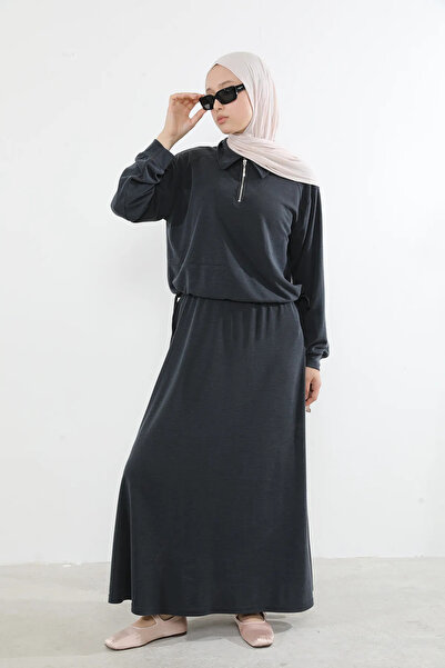 Foremia Collared Zipper Detail Skirt Suit - Black