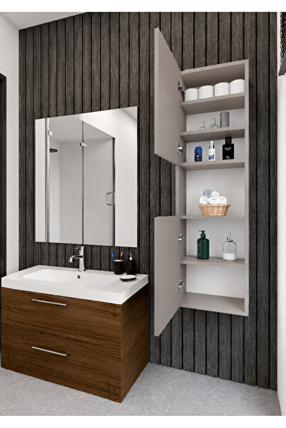 rafineritasarım LİSA Banyo Dolabı Duvara Monte Raflı MDF