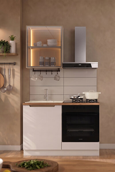 Eymense Hera 120 cm Mutfak Dolabı Seti %100 MDF Ledli Fırın Modüllü Lavabolu ...