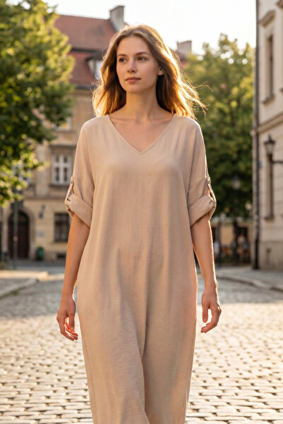 OEM Rochie midi casual pentru femei, cu croială lejeră supradimensionată, dec...