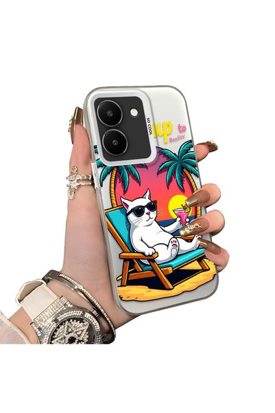 ucuc Vivo Y36 4G/5G Compatible Hard Acrylic Back Silicone Edge Lens Protectio...