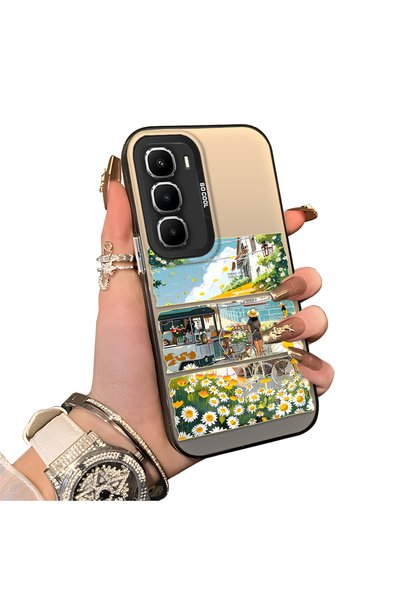 ucuc Infinix Hot 60 Pro Compatible Hard Acrylic Back Silicone Edge Lens Prote...