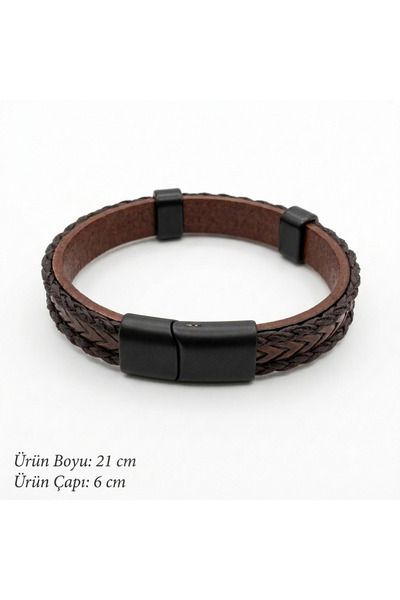 HOBİSY GIFT SHOP Sİyah Deri Erkek Bileklik