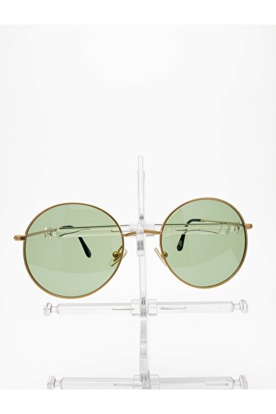 Unisex İnce Altın Metal Çerçeveli Açık Yeşil / Mint Camlı Yuvarlak / Retro John Lennon UV400 Güneş Gözlüğü