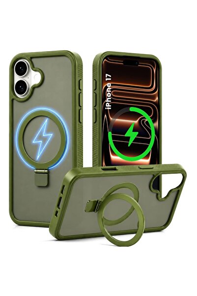 CROWNYX Magnetic Stand Case for iPhone 17, Shockproof Slim Hybrid TPU Cover w...