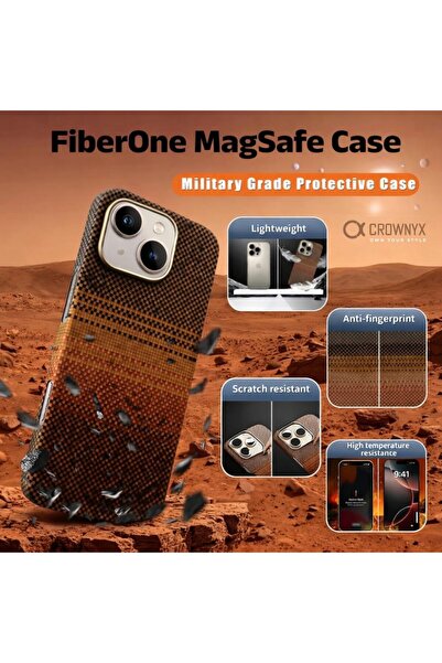 CROWNYX Magnetic Case for iPhone 15 | Slim Shockproof Hybrid Protective Back Cover | Anti-Scratch Matte Finish | Strong Magnetic Wireless Charging Compatible | Camera & Screen Protection - Brown