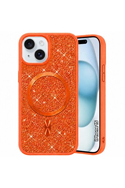 CROWNYX Luxury Glitter Case Compatible with iPhone 15, Magnetic Sparkle Rhine...