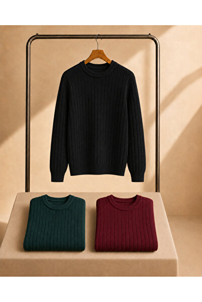 OTAKU Men's Crew Neck Ribbed Knitwear 3-Piece Sweater Pack
