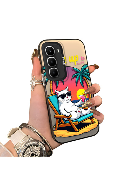 ucuc Infinix Hot 60 5g Compatible Hard Acrylic Back Silicone Edge Lens Protec...