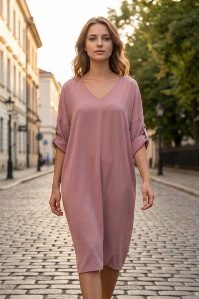 OEM Rochie midi casual pentru femei, cu croială lejeră supradimensionată, dec...