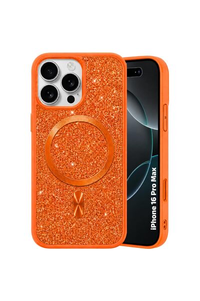 CROWNYX Luxury Glitter Case Compatible with iPhone 16 Pro Max, Magnetic Spark...