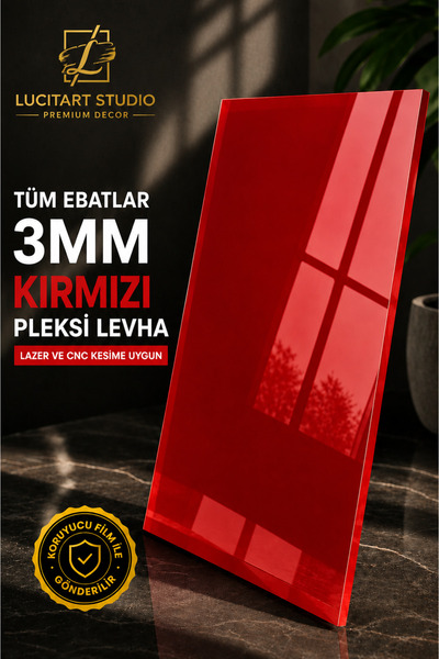 Arıkoğlu Reklam ve Yapı 3 mm Kırmızı Pleksi Levha – Parlak Akrilik Plaka – La...