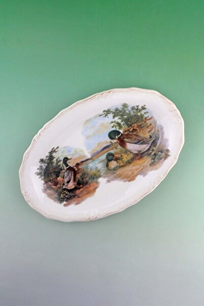 Bursa Porselen Dekor Green Duck Antique Porcelain Kayak Plate
