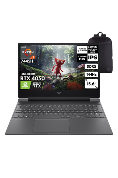 HP Victus 15-FB3038NT Ryzen 7-7445H 16GB 512 GB RTX4050 15.6" Freedos +S.Çant...