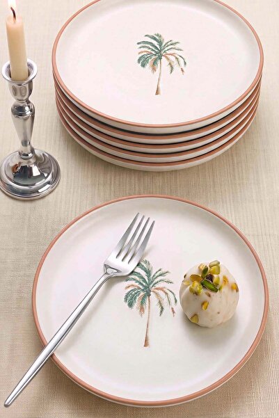 Rivaİstanbul Bronze Palmiye Nordic 6-Piece Cake & Presentation Plate 22 cm