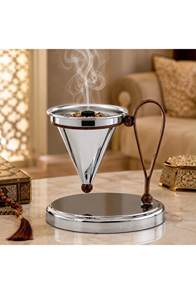laverahome مبخرة مخروطية مودرن مع حامل ومقبض خشب - تصميم فاخر مبخرة مخروطية م...