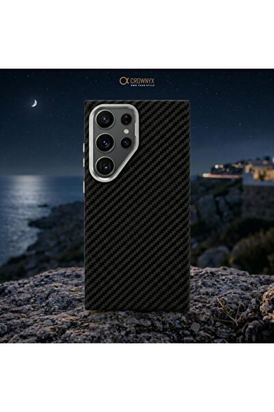 CROWNYX Magnetic Case for Samsung Galaxy S24 Ultra|Slim Shockproof Hybrid Protective Back Cover|Anti-Scratch Matte Finish|Strong Magnetic Wireless Charging Compatible|Camera & Screen Protection- Black