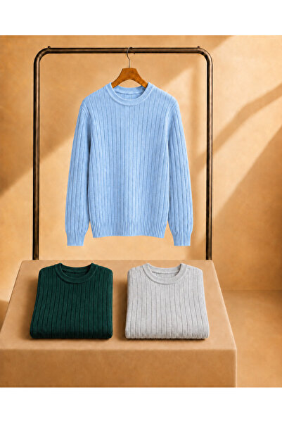 OTAKU Men's Crew Neck Ribbed Knitwear 3-Piece Sweater Pack