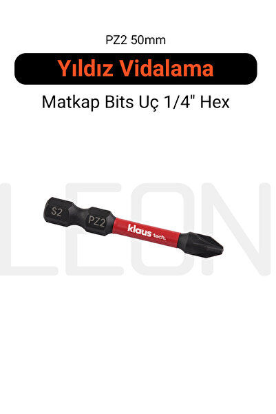 Klaus Tech. PZ2 Impact Bits Uç 50 mm Mıknatıslı Yıldız Vidalama Ucu 1/4" Tayv...