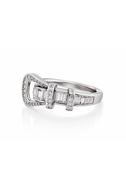 Valmont Adjustable Belt Model Baguette and Round Cut Crystal Stone Women's Ring