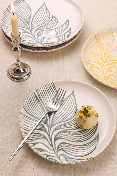 Rivaİstanbul Leaf Harmony Nordic 4-Piece Cake & Presentation Plate 22 cm