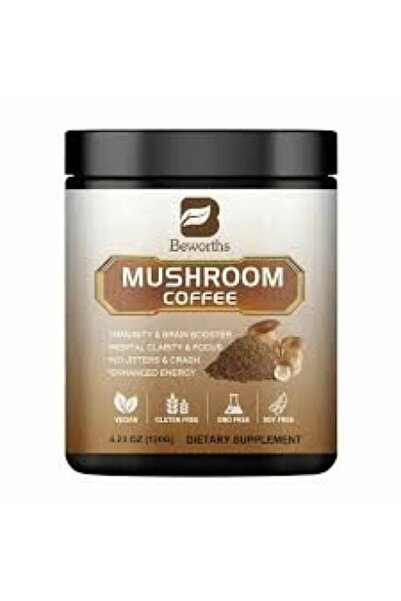 Beworths Cafea instant cu ciuperci Reishi, Lions Mane, Chaga, Cordyceps și Tu...
