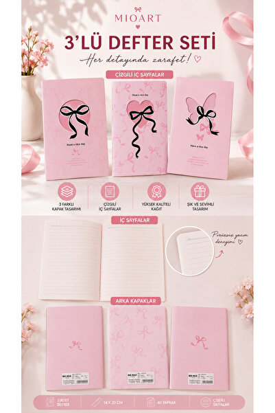 MioArt Sevimli Defter Seti 3'Lü Paket