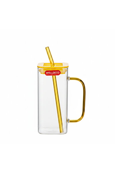 AKDC Welldeco Glass Juice Mug with Straw — 400 ml