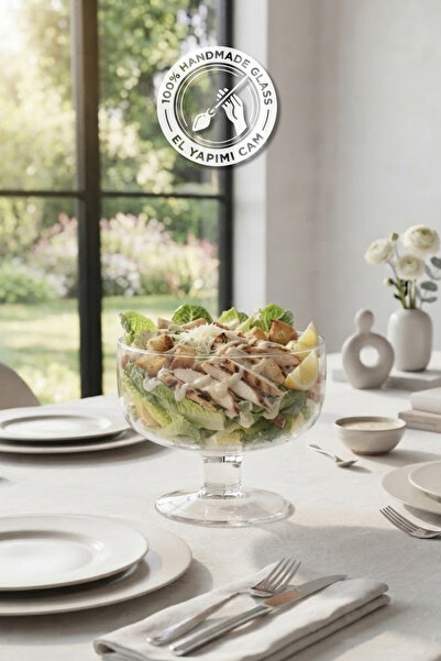 Glamis Selen Concept Noa Model Küçük Boy Ayaklı El Yapımı Cam Salata ve Sunum...
