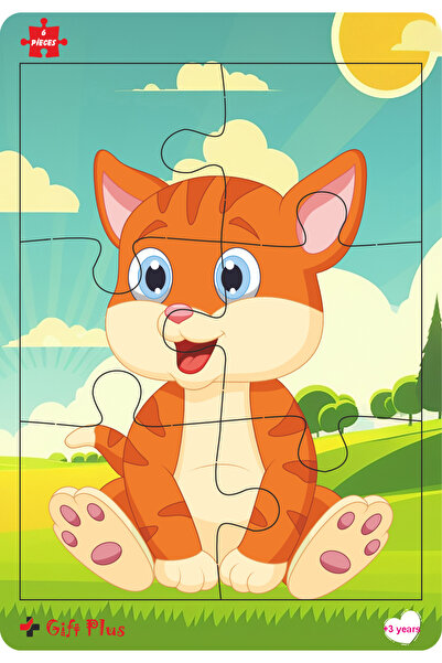 gift plus Wooden Puzzle Set of 6 Animals Educational Jigsaw Puzzle Set 4 (6 Pieces)