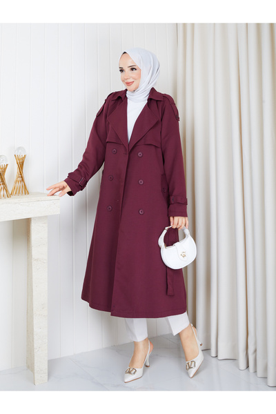 RACE FASHİON Trench Coats - Burgundy - Regular