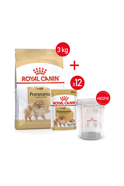 Royal Canin Pomeranian- Kuru Köpek Maması 3kg+Yaş Mama 12*85+ Ölçü Kabı
