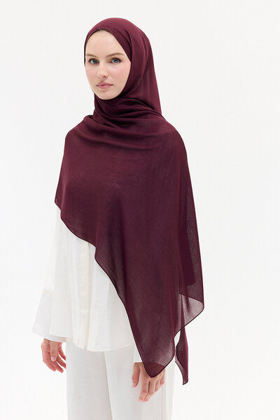 cs camellia scarf شال رامي سادة - أحمر خمري